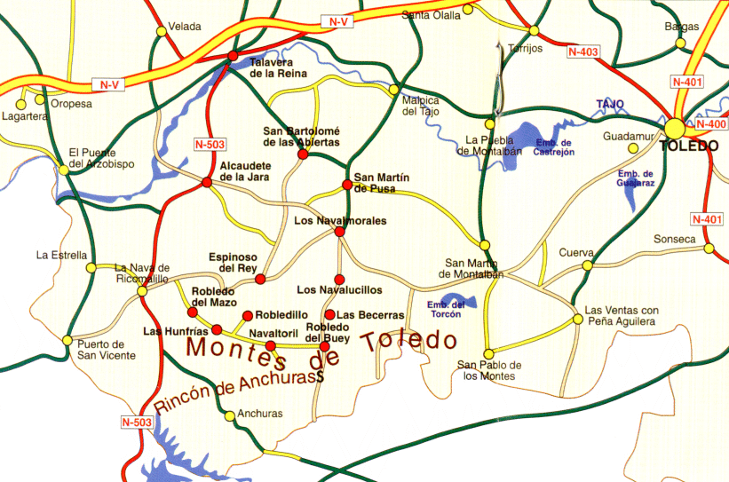Mapa de la Ruta. La Jara Alta y Los Montes de Toledo